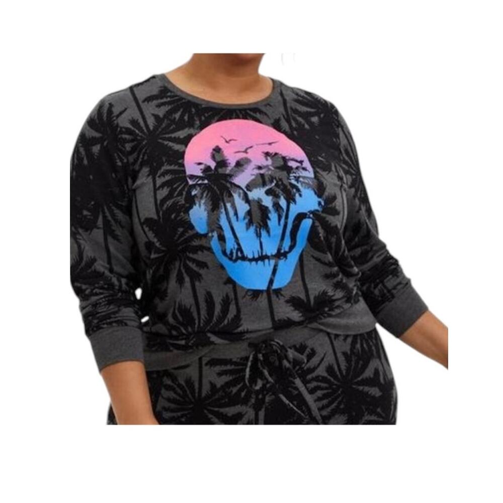 Torrid Sleep 1 terry palm skull long sleeve lounge sweatshirt TLS1 1988